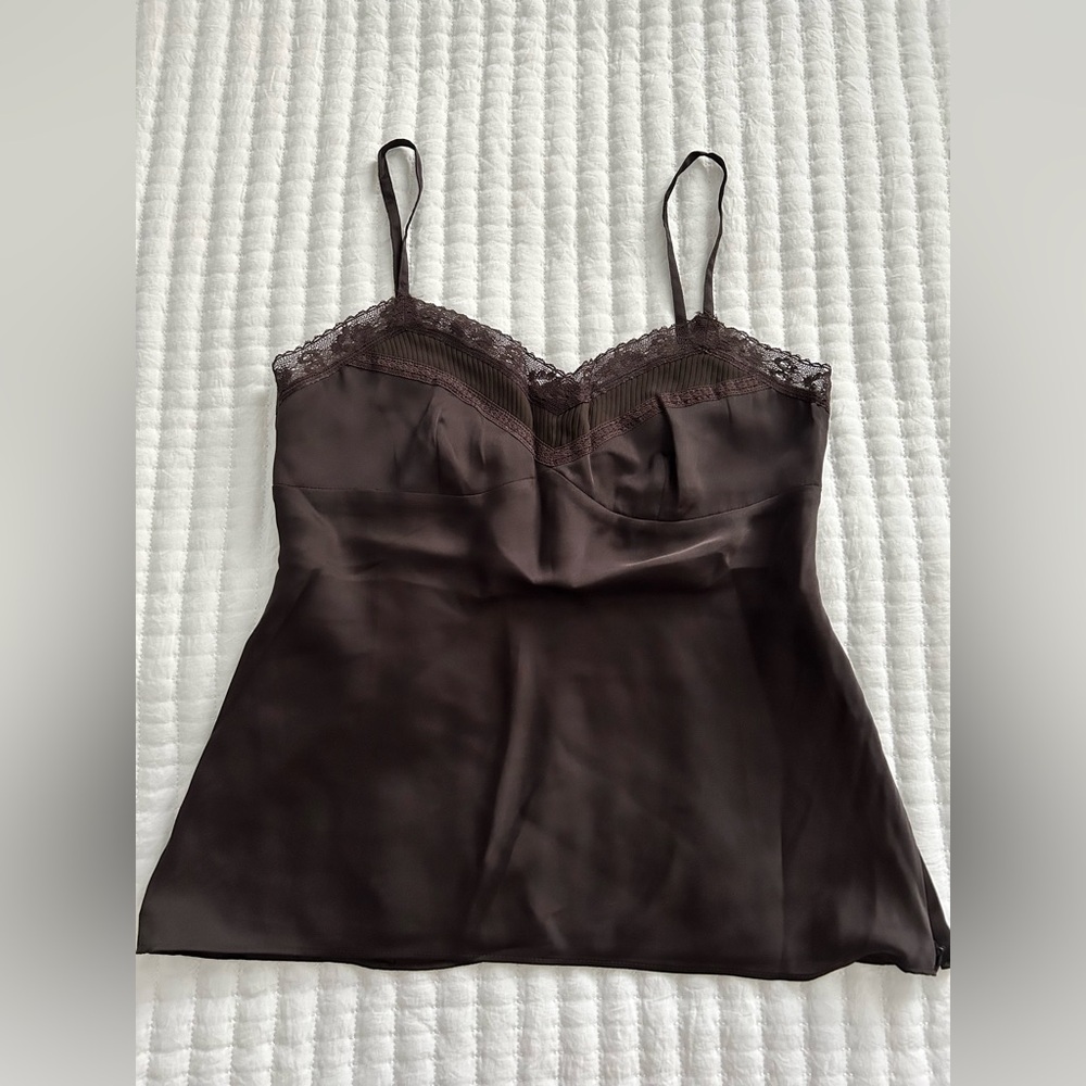 LOFT Dark Brown Satin Top